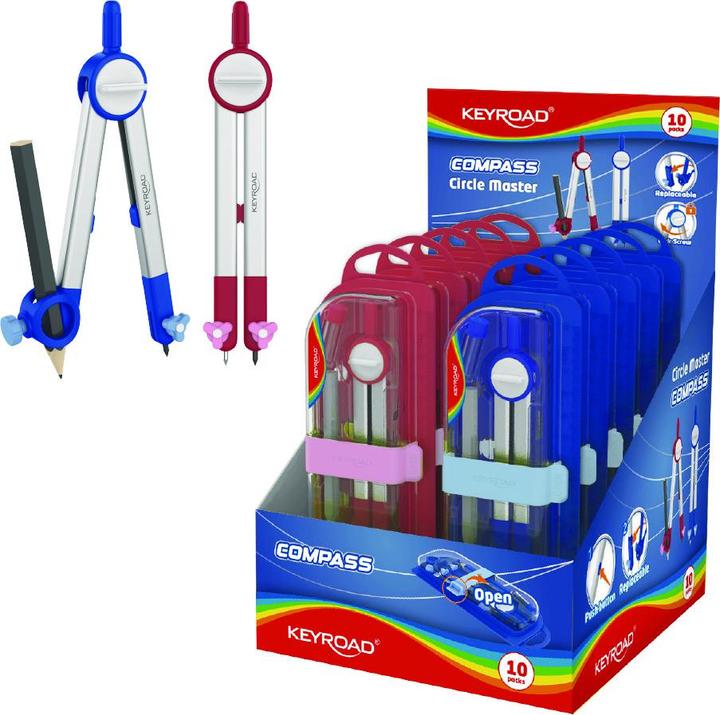 Produktbild Keyroad Circle master kompass, metall, gehäuse mit schloss, anhänger, farbmischung