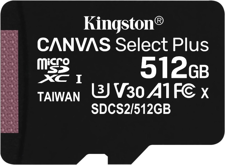 Actual product image Kingston Canvas Select Plus (512 GB, microSDXC, U3, UHS-I)