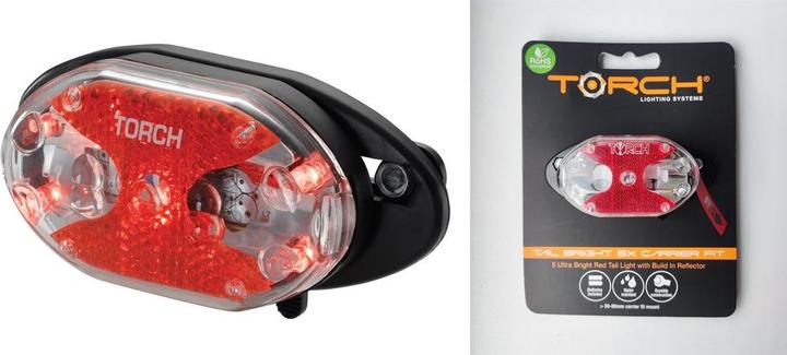 Produktbild Torch Rücklicht TAIL BRIGHT 5X CARRIER FIT schwarz (TOR-54020) (5 lm, 5 lm)