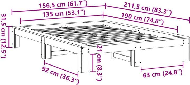 Image du produit vidaXL Bettgestell (135 x 190 cm)
