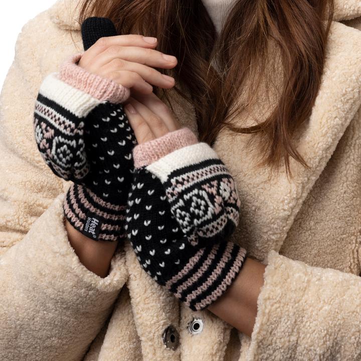 Actual product image Heat Holders Thermo Fleece Norwegermuster Fingerlose Fäustlinge (One size)