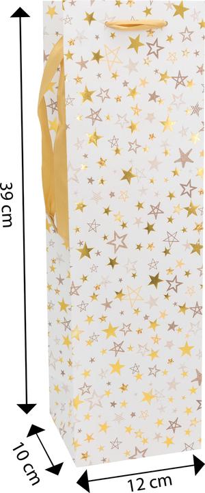 Produktbild Idena Flaschentasche Sterne weiss/silber/gold 12x10x36cm Weihnachten (Flaschentasche)