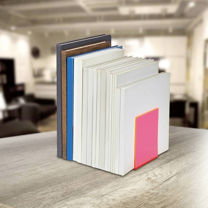 Image du produit Maul Buchstütze 10x10x13cm 3513621 transparent pink 2 Stück (10 x 10 x 13 cm)