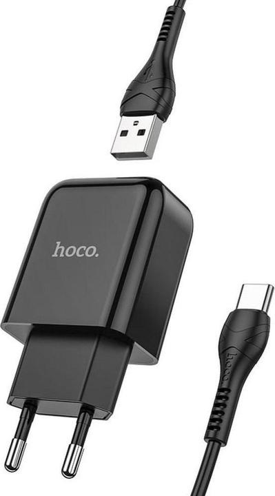 Actual product image Hoco Adapter travel charger USB A + cable USB A to Type C 2.1A N2 black