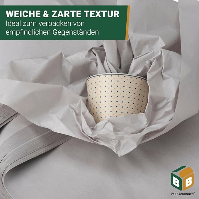Produktbild BB 5 kg ca. 375 Blatt Packseide Seidenpapier 50 x 75 cm (Industriequalität, 35 g/m² ) nachhaltig aus (375 Stück)