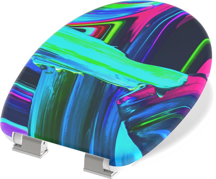Actual product image Schütte Duroplast toilet seat NEON PAINT soft-close mechanism 82191 Graphic