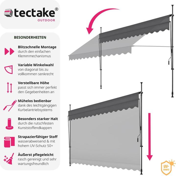 Produktbild tectake Klemmmarkise (3.50 m)