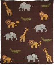 Image du produit Rice - Knitted Baby Blanket with Animals and 3D Details - Chocolate Brown