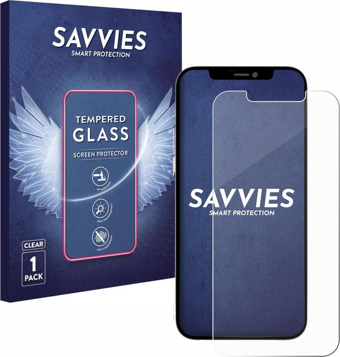 Savvies Panzerglas Hartglas Displayschutz (1 Stück, Apple iPhone 12 Pro Max)