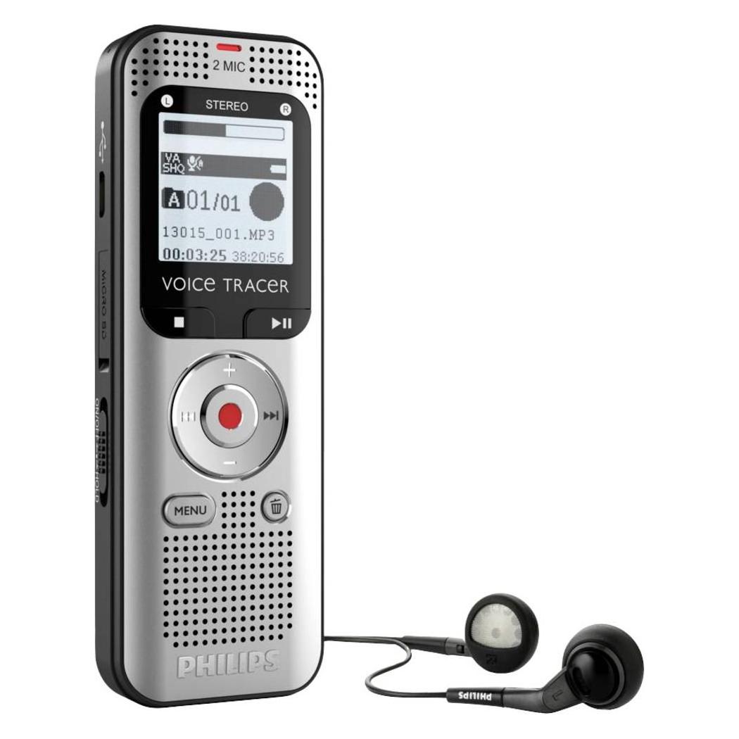 Philips DVT 2010 (8 GB), Diktiergerät, Schwarz, Silber