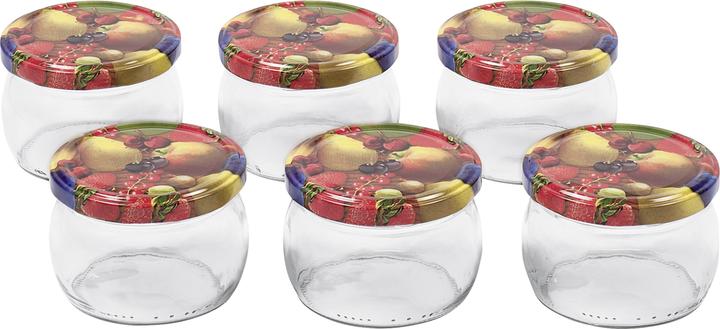 Emsy Schraubdeckelglas bauchig 258ml mit 82mm TO-Deckel Obstde6er Tray (6 Stk., 0.26 l)