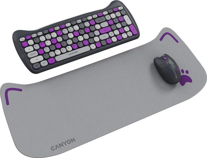 Produktbild Canyon Computertastatur HSET-W6 DE Tastatur+Maus Kitty Edition AAA+ Kabellos Violett (DE, Kabellos)