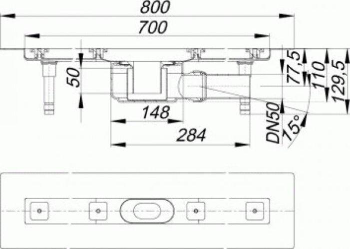Produktbild Dallmer Duschrinne CeraLine F 700mm, 520036, DN 50 Bauhöhe 110mm (1050 mm)