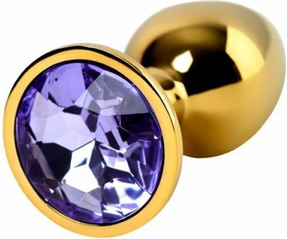 Actual product image Toyfa Goldener Analplug Metall, mit einem amethystfarbenen Edelstein