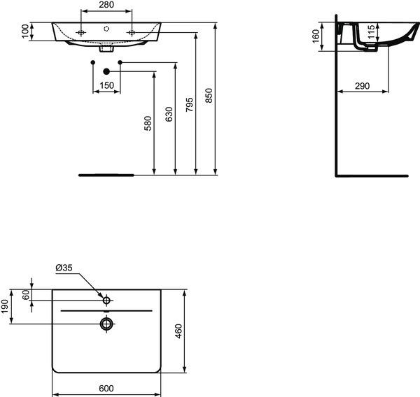 Immagine prodotto Ideal Standard Lavabo ad aria standard ideale Connect Air Cube Air Cube 600mm E0298 (460 mm, 600 mm)