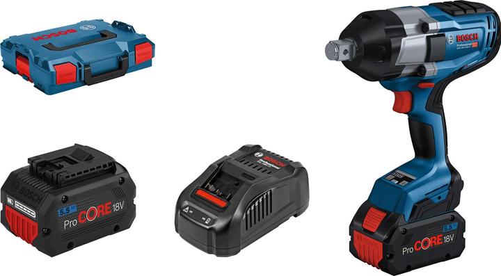 Actual product image Bosch Professional Cordless impact wrench GDS 18V-1050 H, 2 ProCORE18V 5.5Ah batteries, charger, L-BOXX