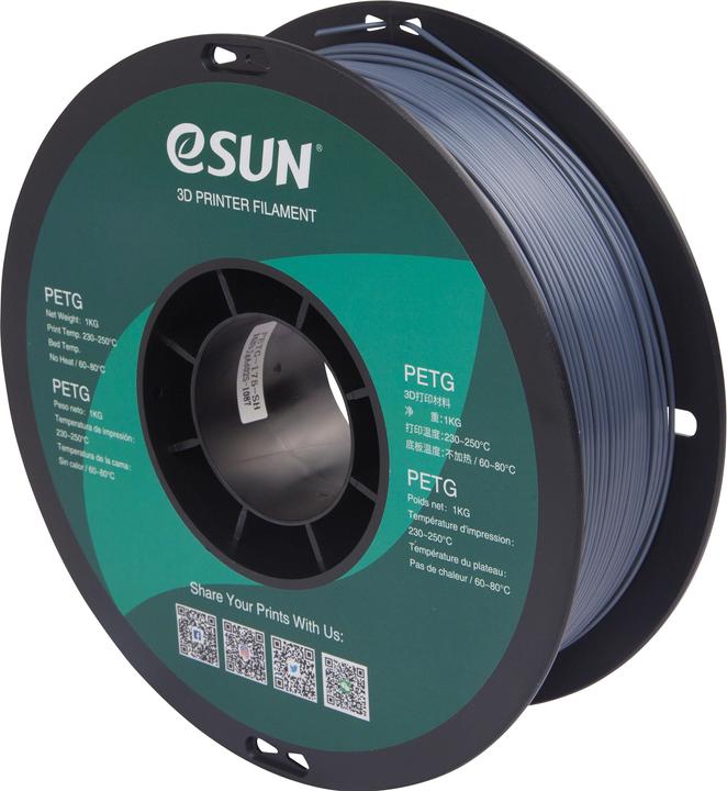 Productafbeelding eSUN PETG 1,75mm Solid Grey 1kg 3D Filament (PETG, 1.75 mm, 1000 g, Grijs)