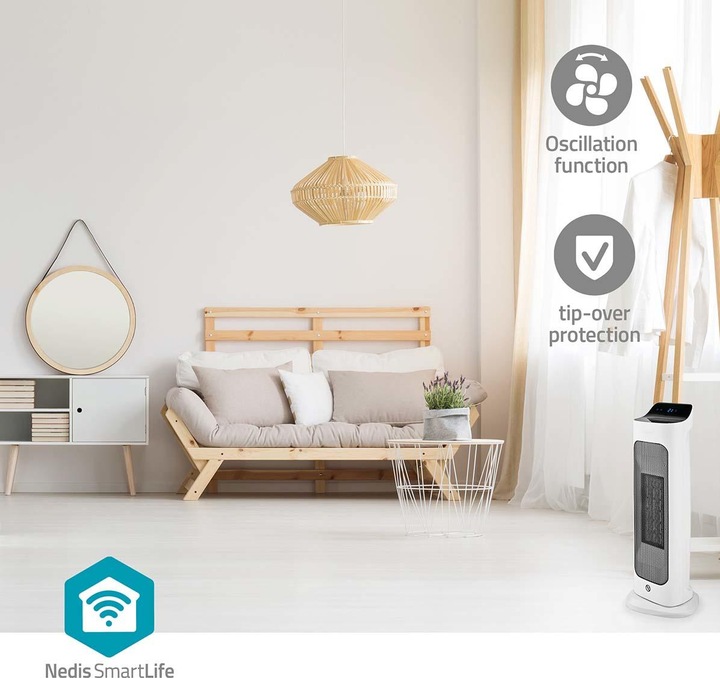 Immagine prodotto Nedis Termoventilatore SmartLife in ceramica PTC | Wi-Fi | 2000 W | 2 impostazioni di calore | (2000 W)