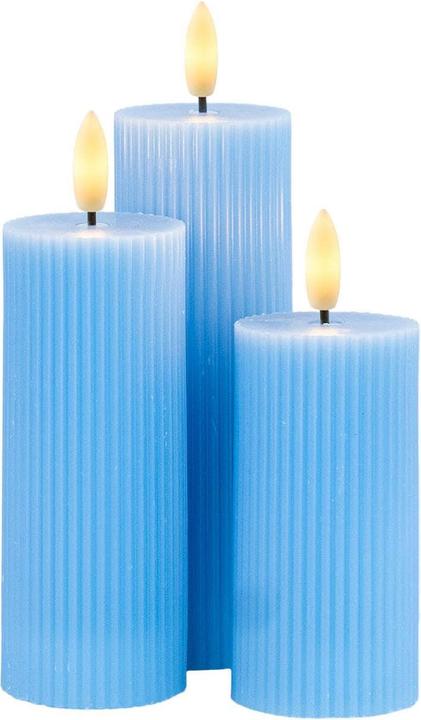 Immagine prodotto Sirius Set di candele LED Smilla, Ø 5 cm, blu, 3 pezzi, ricaricabili (3 x)