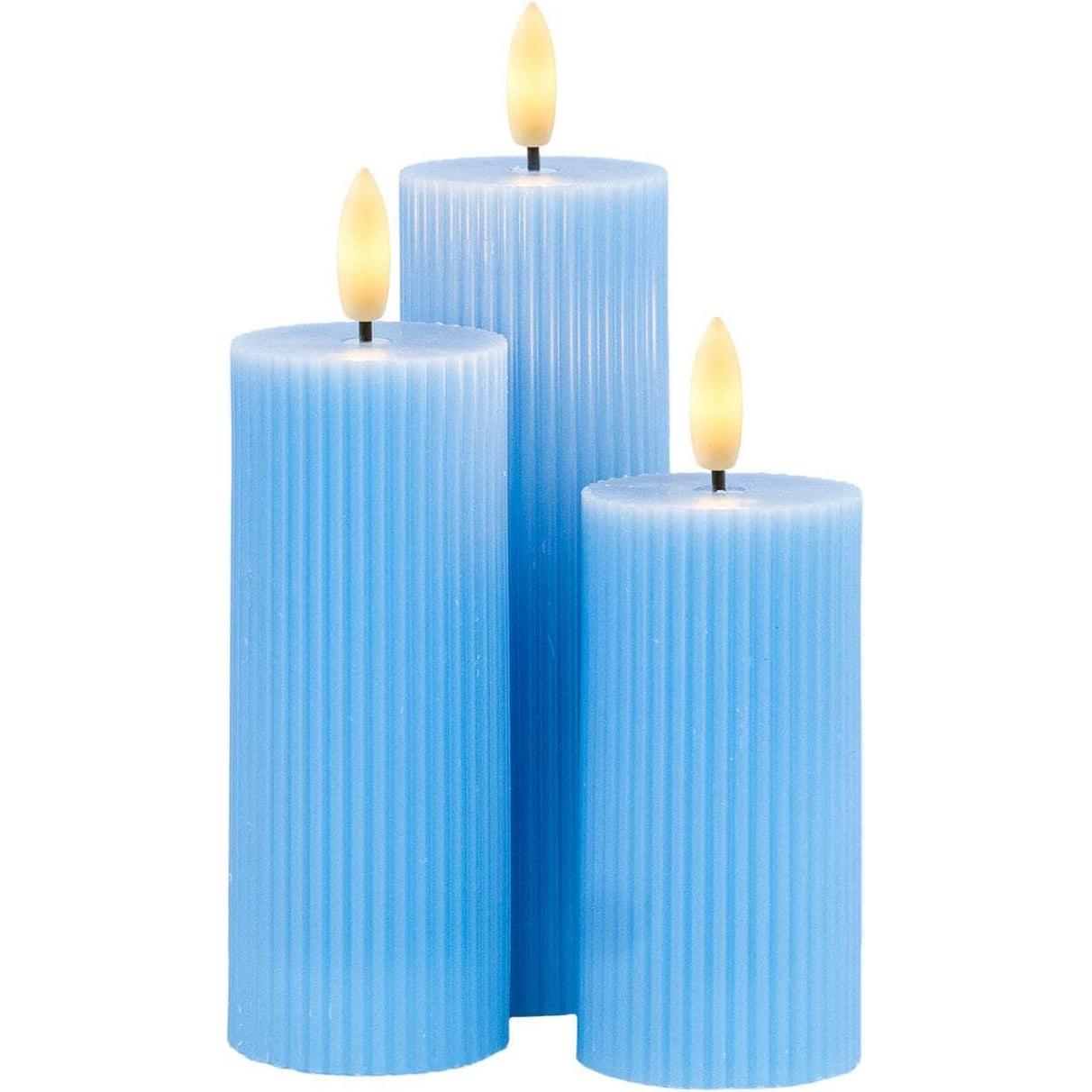Sirius, LED Kerzen, LED-Stabkerzen Set Smilla, Ø 5 cm, Blau, 3 Stück, Aufladbar (3 x)