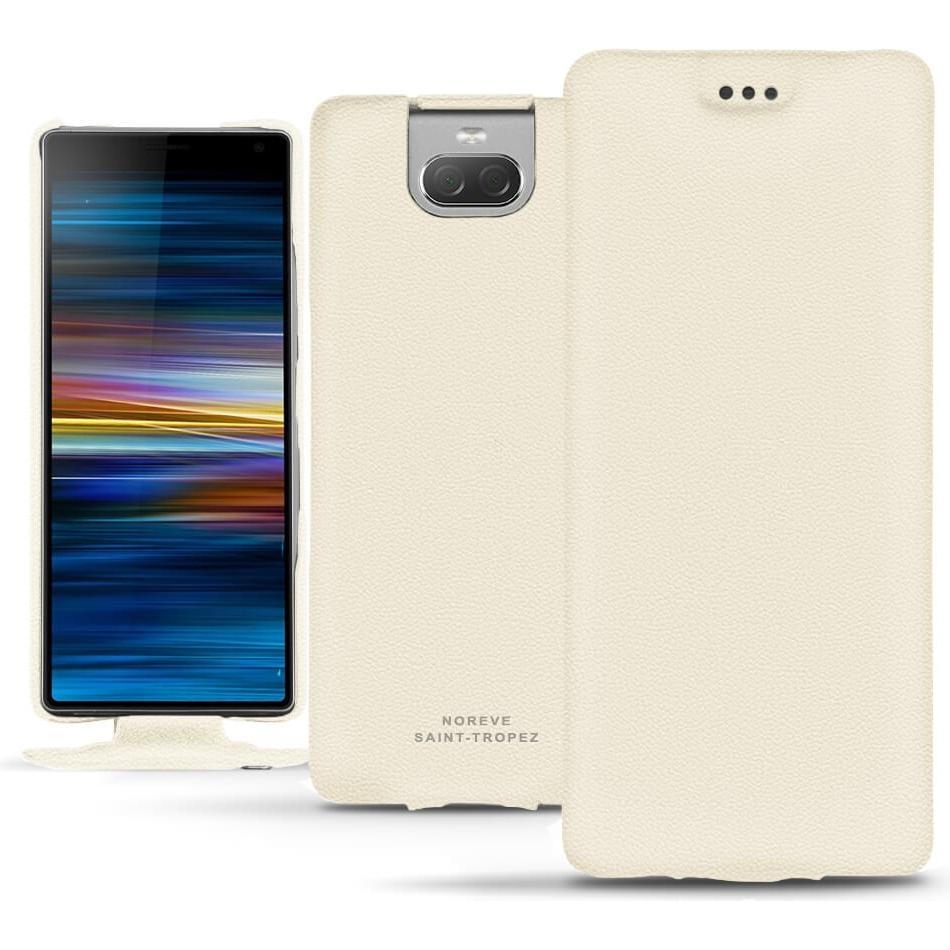 Noreve Lederschutzhülle vertikal (Sony Xperia 10), Smartphone Hülle, Weiss