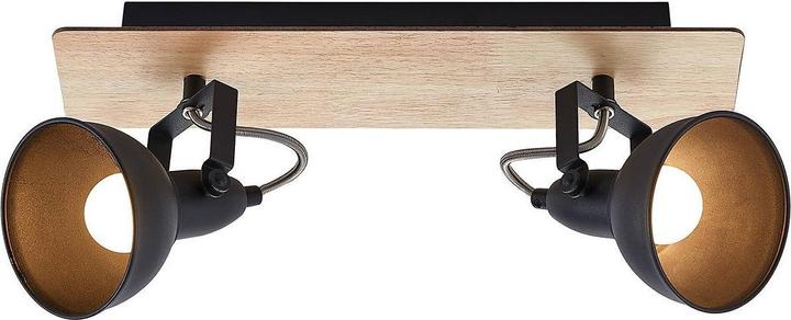 Actual product image Lindby Aylis ceiling lamp, black, wood, 2-light. (E14)