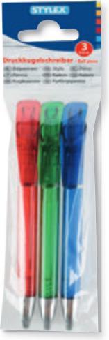 Produktbild Stylex Kugelschreiber, 3 Stück 43853 (Grün, Blau, Rot, 3 x)