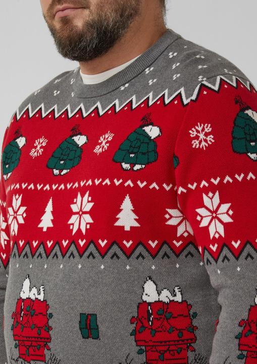 Produktbild s.Oliver Strickpullover Weihnachtspullover aus reiner Baumwolle mit Peanuts®-Motiv (4XL)