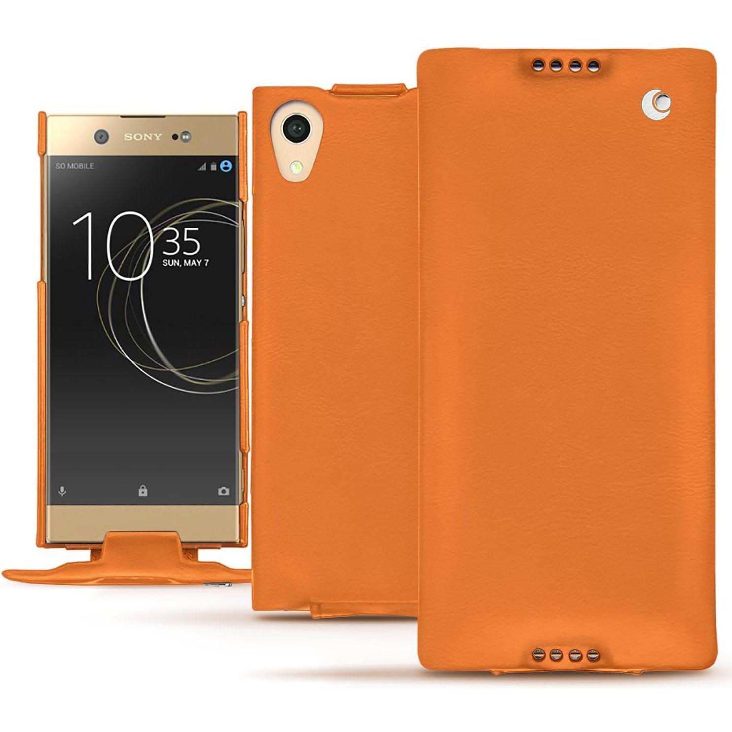 Noreve Lederschutzhülle vertikal (Sony Xperia XA1 Ultra), Smartphone Hülle, Orange