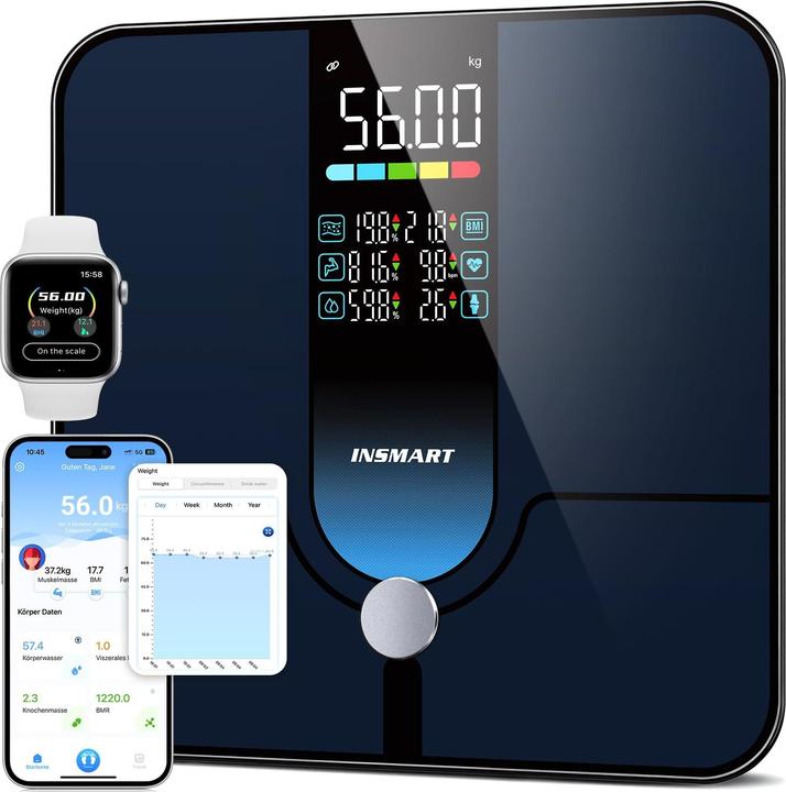 Insmart Smart Personenwaage mit App & Bluetooth (227 kg)