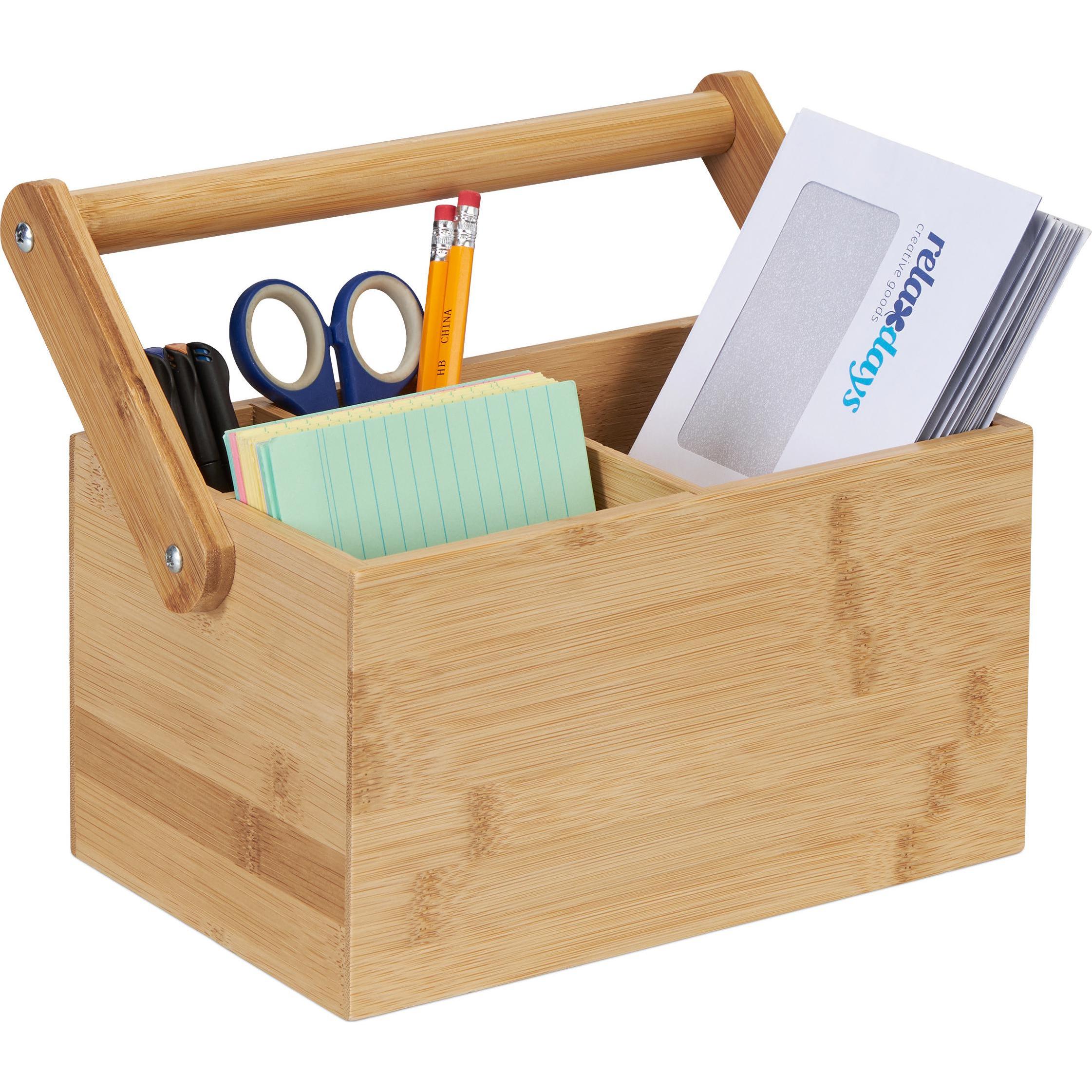 Relaxdays, Schreibtisch Accessoire, Bambus-Organizer