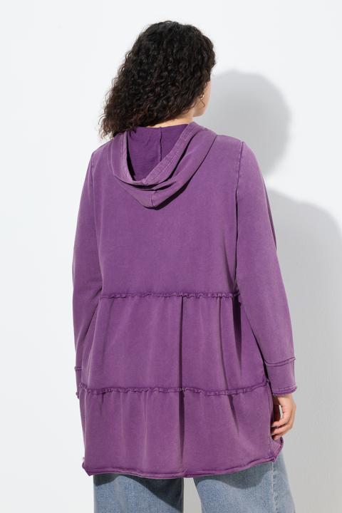 Actual product image Ulla Popken Tiered Flounce Panel Zip Up Hoodie (62)