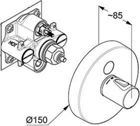 Productafbeelding Kludi UP thermostatische mengkraan PUSH Feinbaus met functie-eenheid rond chroom