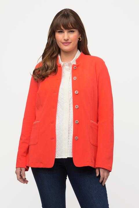 Immagine prodotto Ulla Popken Giacca Janker in felpa operata con collo alto e bottoni decorativi (48)