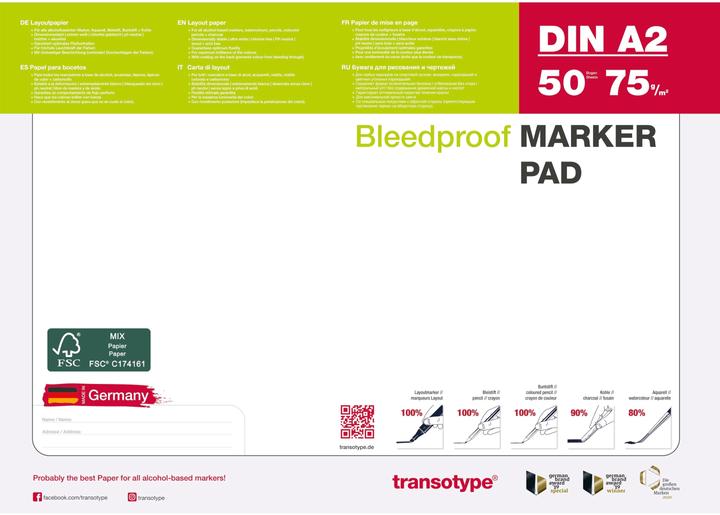 Actual product image Copic Marker pad DIN A2, 70 g/sqm, 50 sheets incl. colour chart and storyboard template, chlorine-free (75 g/m², 50 x)