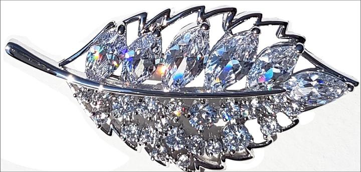 L'Officiel Spilla foglia zirconi