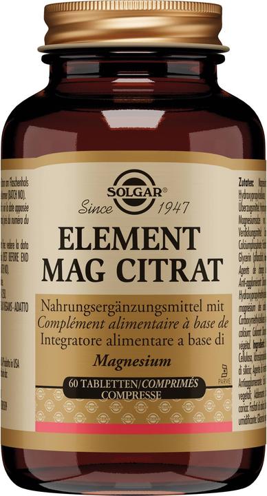 Image du produit Solgar Element Mag Citrate en comprimés (60 comprimés) (60 pièce(s), Cachets, 216 g)