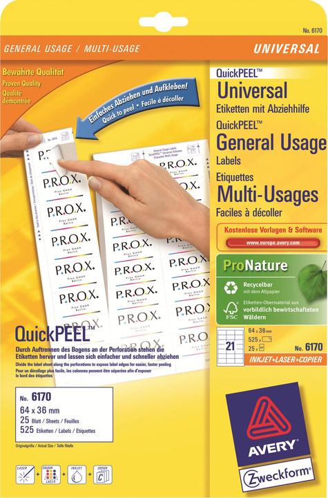 Actual product image Avery Universal labels