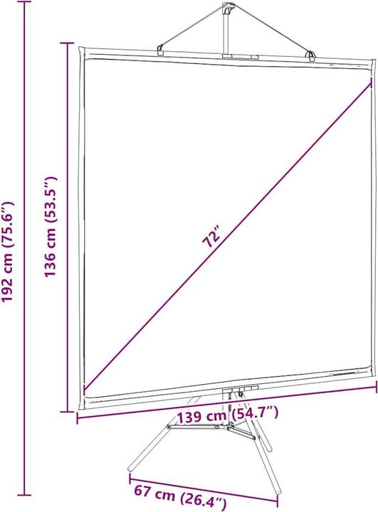 Produktbild vidaXL Beamer Leinwand mit Stativ 72 Zoll 1:1 Projektionswand Leinwand (72", 1:1)