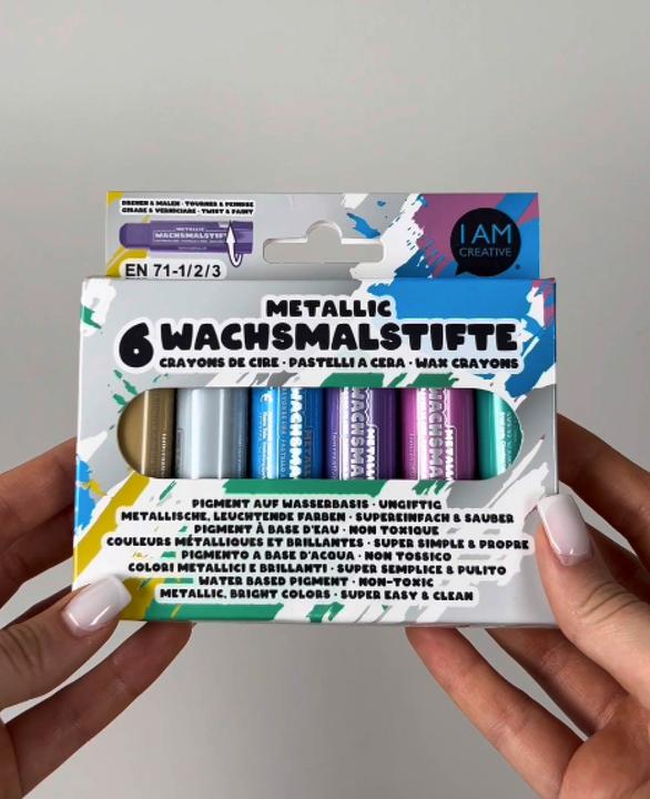 Actual product image I Am Creative Metallic wax crayons, 6 colours (6x)