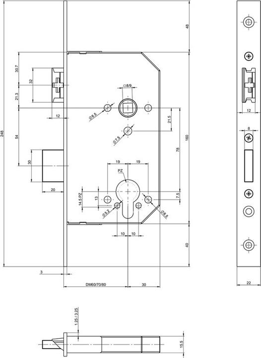 Actual product image Assa Abloy Beta Einsteckschl. 30100.7/80/22ex248/9 (Mortise lock)