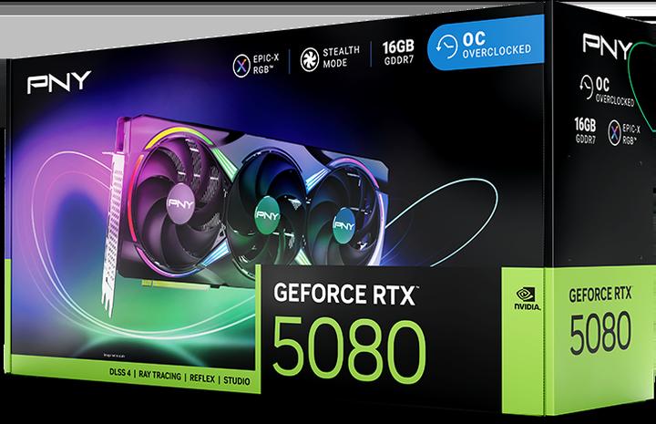 Actual product image PNY GeForce RTX 5080 ARGB Epic-X RGB Overclocked Triple Fan (16 GB)