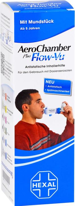 Actual product image Sandoz AeroChamber plus Flow-Vu with mouthpiece, 1 pc. Inhalation aid
