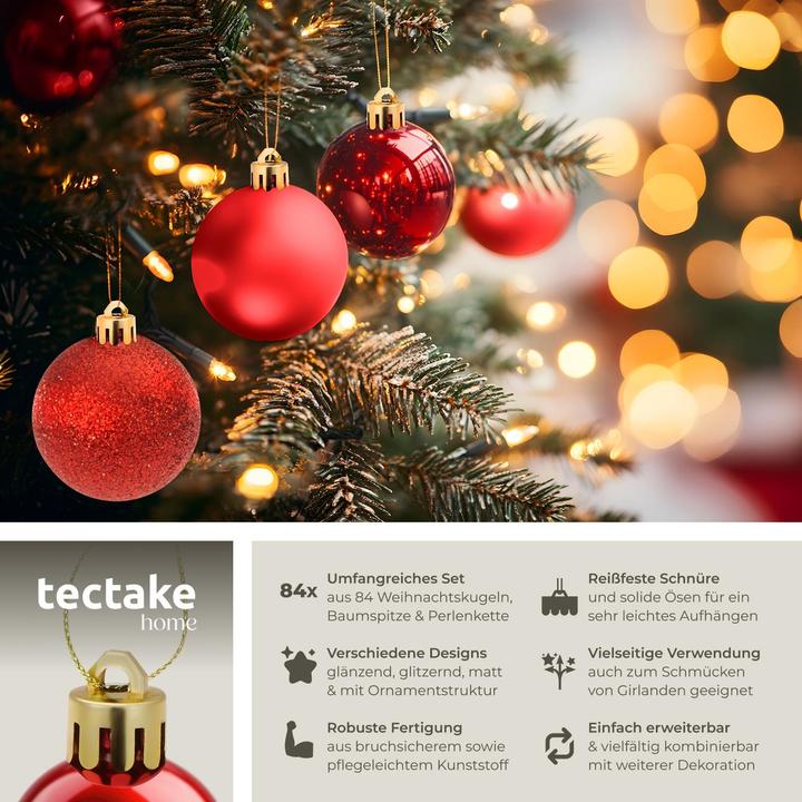Produktbild tectake Weihnachtskugeln (84 -teilig)