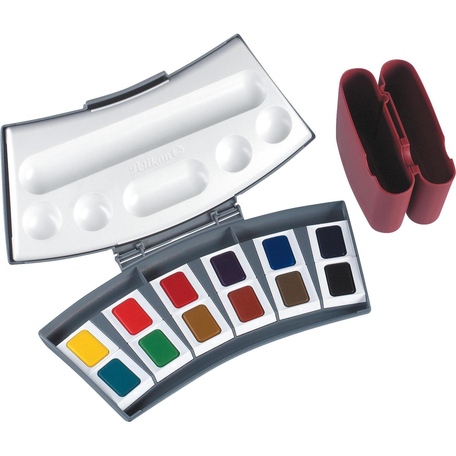 Thumbnail - Pelikan, Künstlerfarbe + Bastelfarbe, Aquarellkasten, 12 Farben (Assortiert, 1596 ml)