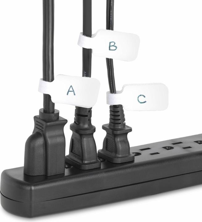 Produktbild StarTech com CABLE-TAG-HLWH, Kabelmarkierungen, Universal, Weiss (Klettkabelbinder, 90 mm, 100 Stk.)