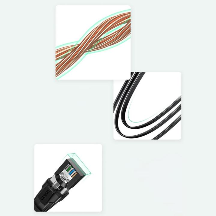 Actual product image Ugreen NW134 Cat 8 U/FTP Flat Ethernet RJ45 Cable Pure Copper 2m (black) (U/FTP, 2 m)