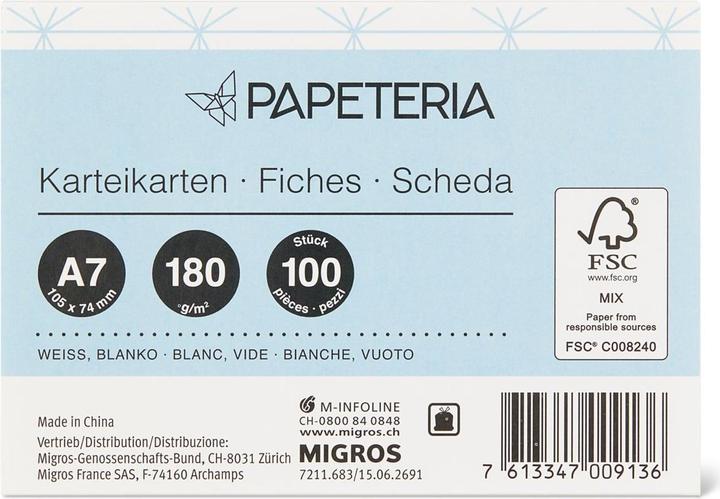 Actual product image Papeteria File cards A7 (A7, 180 g/m², 100 x)