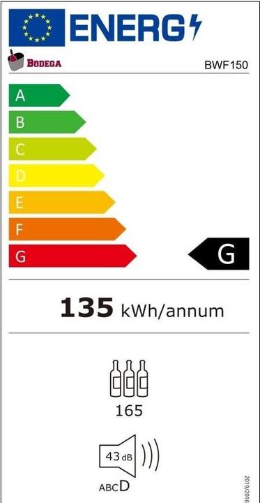 Energie-Label Bodega Weinklimaschrank BWF150