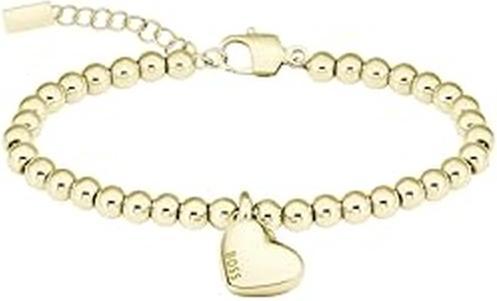 Immagine prodotto Hugo Boss Bracciale romantico da donna in acciaio placcato oro Perline 1580643 (16 cm, Acciaio)